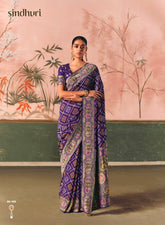Kimora Sindhuri Premium Bindiya Bandhani Georgette Saree with Blouse SA-485